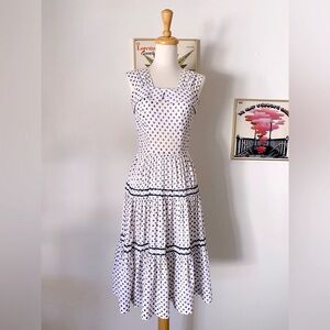 Vintage 1950s Polka Dot Seersucker Sundress XS S